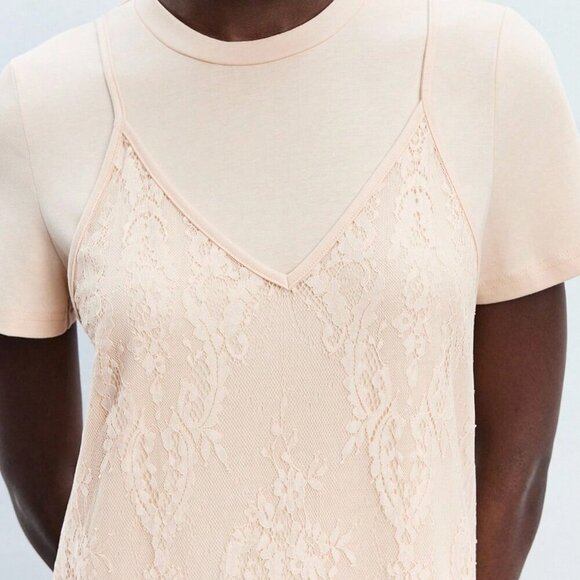 Apricot Elegant Women's Sexy Lace Spaghetti Strap Detachable Dress - Picture 6 of 8